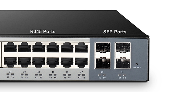 RJ45 port and SFP port in an Netzwerk Switch